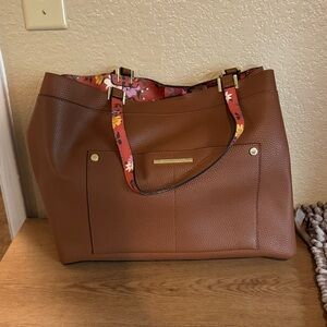 Steve Madden Brown Tote with Floral Interior